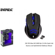 Everest SM-763 Mavi 6D 2400 Dpi 2.4 Ghz Siyah Usb Oyuncu Led Aydınlatmalı Kablosuz Mouse